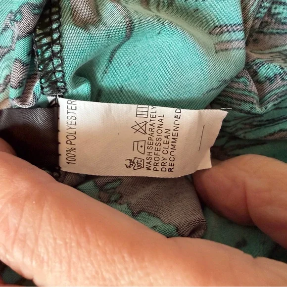 Papa Vancouver Vibrant Teal and Black Sleeveless Tropical Print Dress-Size Small - Picture 11 of 11